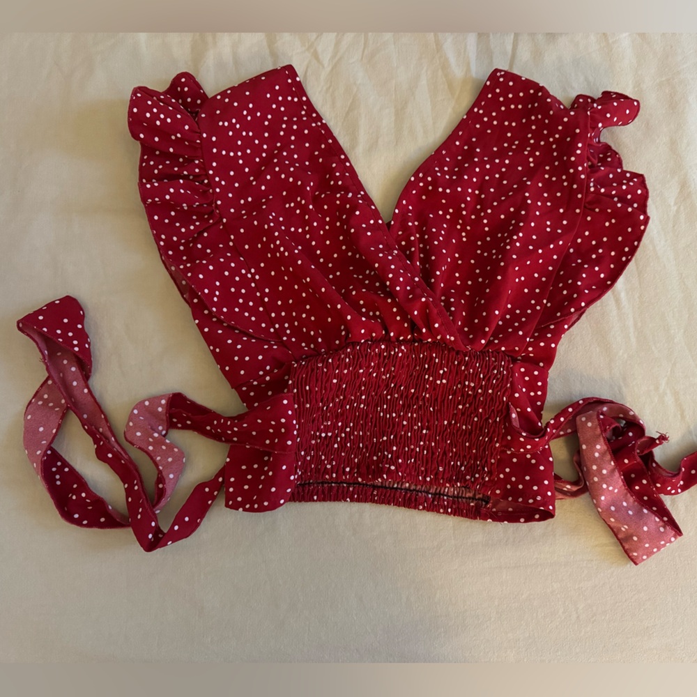 Crop red polka dot top